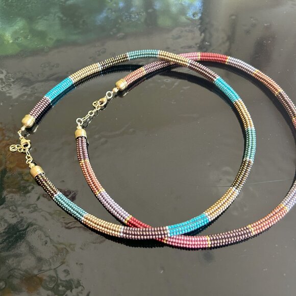 Handwoven Necklace, Beaded Necklace, Rope Necklace, Herringbone Necklace - Picture 8 of 8